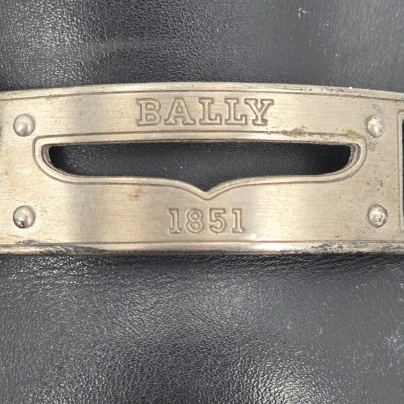 Bally Switzerland Men\'s size 7D Black Leather Logo Plate Bit Loafers Dress Shoes main image 9